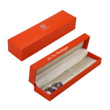 Orange Color Leather Paper Gift Pen Cufflinks Sets Packaging Boxes Wholesales